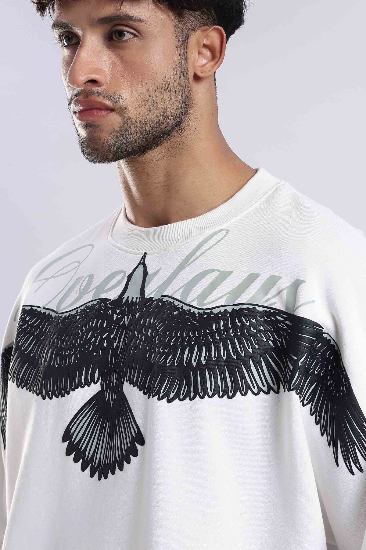 Sprit Wings Oversized Relaxed Fit T-shirt (White)