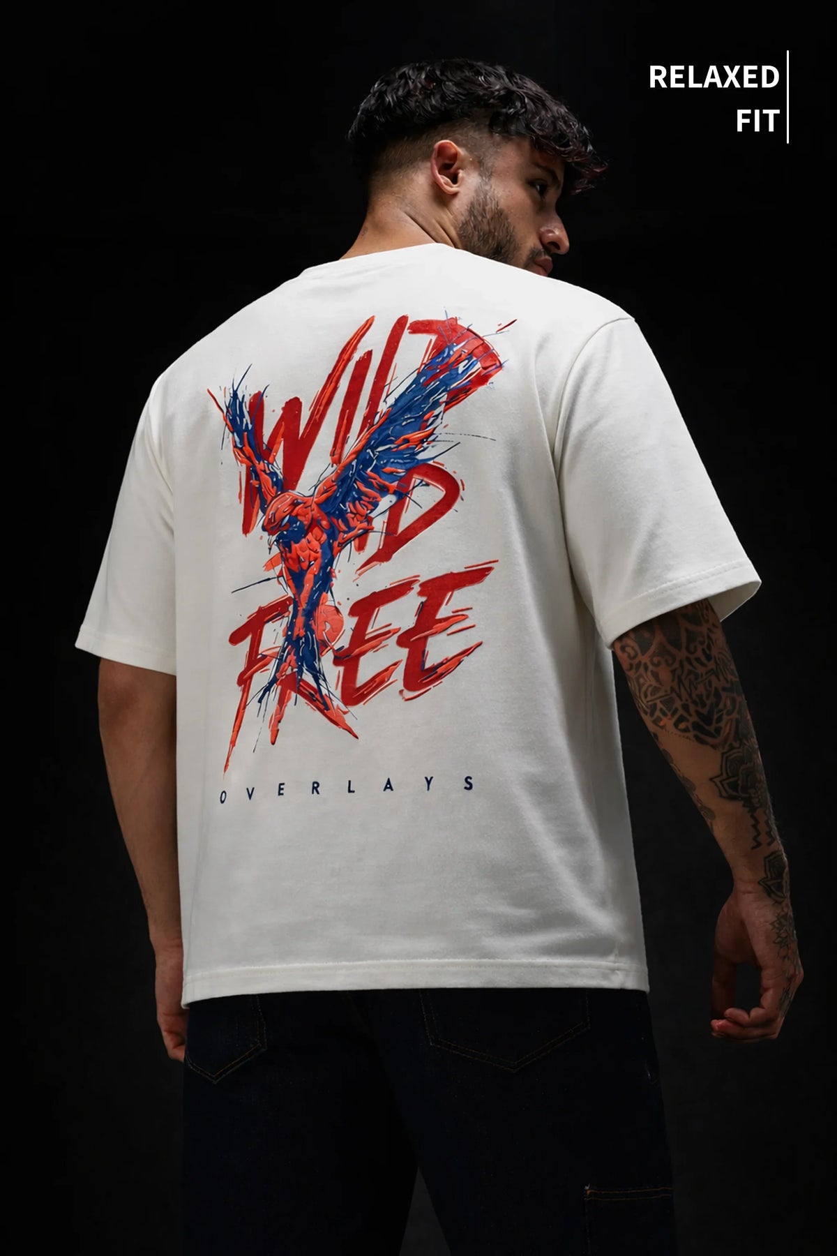 Wild Spirit white Oversized Relaxed Fit T-shirt