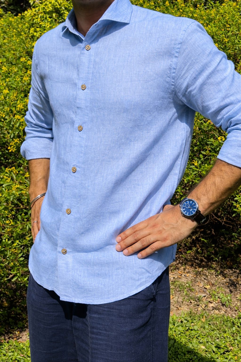 Old Money Linen Shirt (Sky Blue)