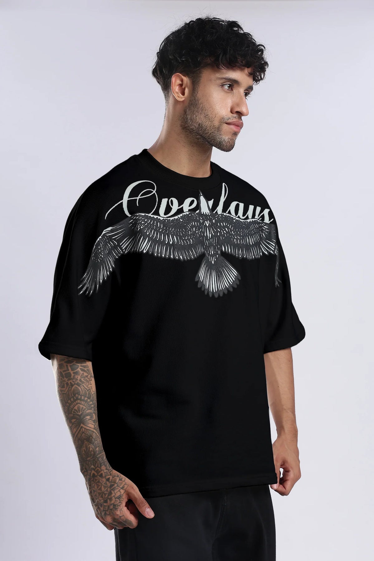 Sprit Wings Oversized Relaxed Fit T-shirt (Black)