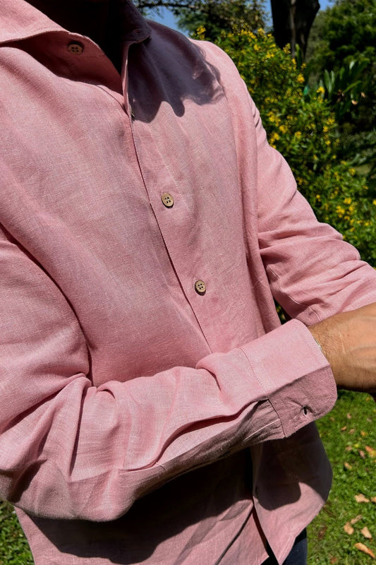 Old Money Linen Shirt (BaBy Pink)