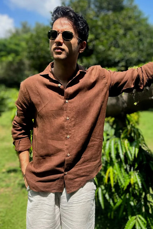 Old Money Linen Shirt (Brown)