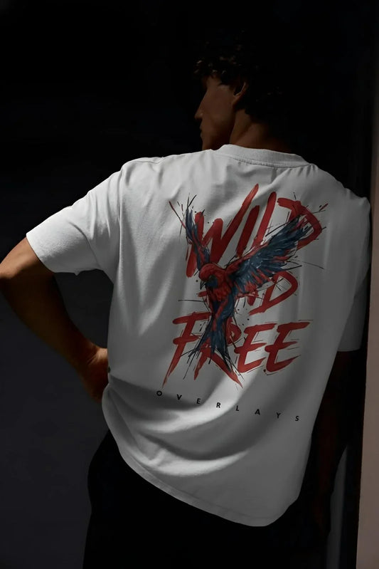 Wild Spirit white Oversized Relaxed Fit T-shirt