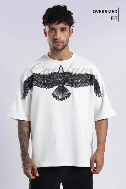 Sprit Wings Oversized Relaxed Fit T-shirt (White)