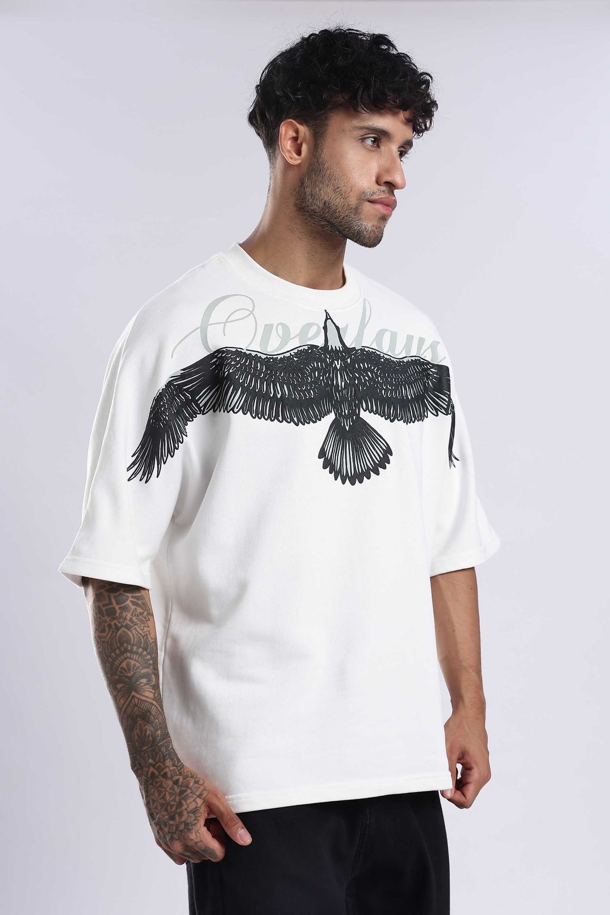 Sprit Wings Oversized Relaxed Fit T-shirt (White)