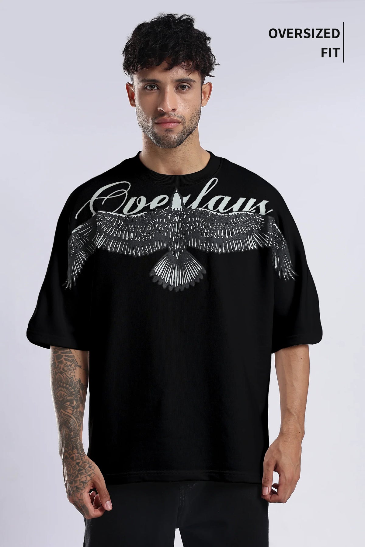 Sprit Wings Oversized Relaxed Fit T-shirt (Black)