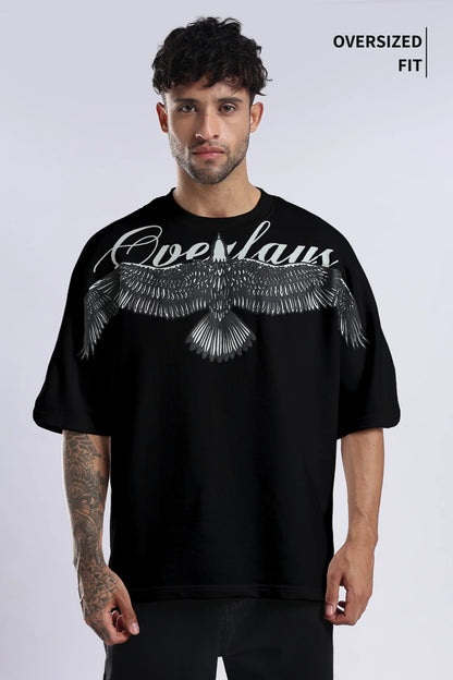 Sprit Wings Oversized Relaxed Fit T-shirt (Black)