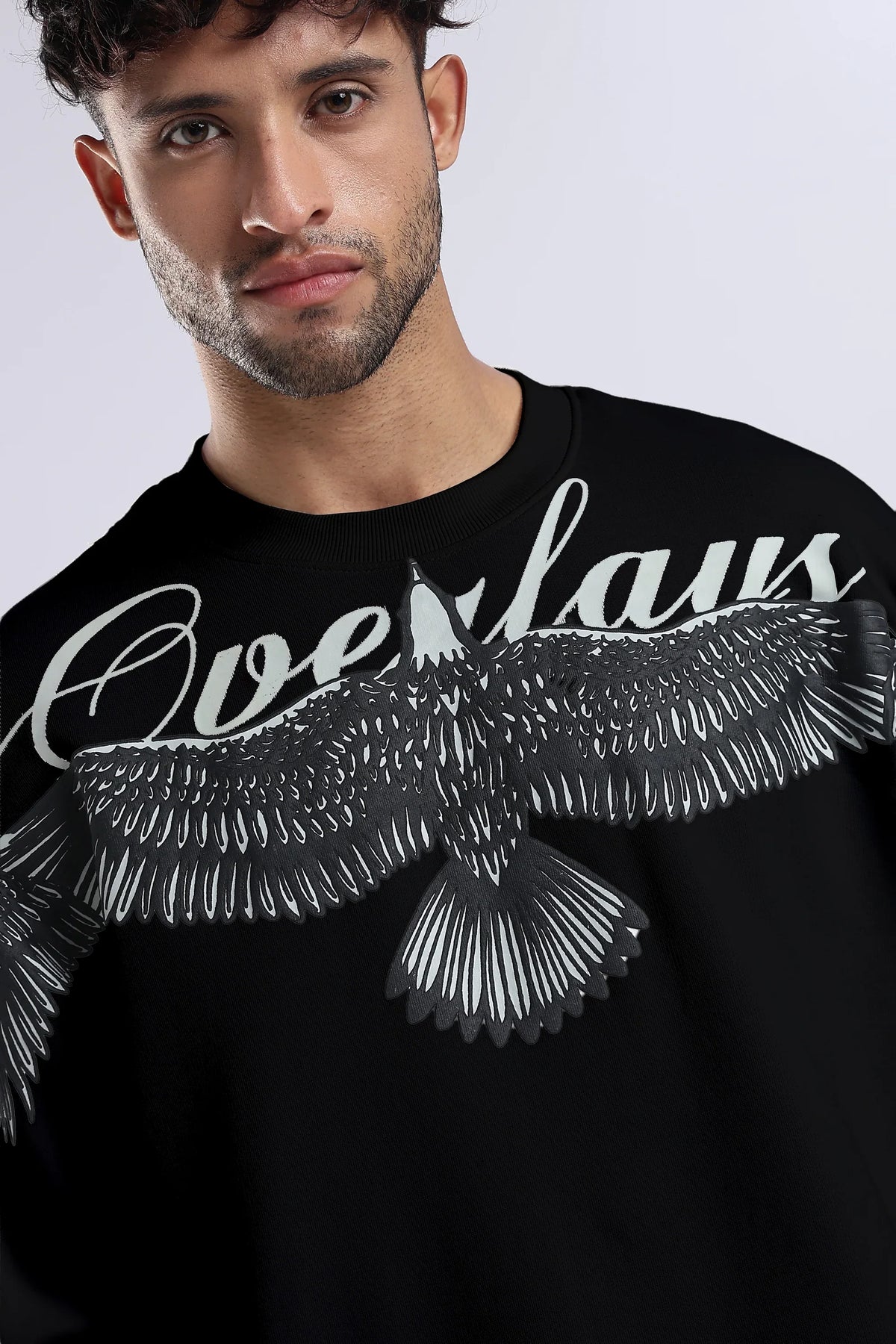 Sprit Wings Oversized Relaxed Fit T-shirt (Black)
