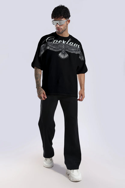 Sprit Wings Oversized Relaxed Fit T-shirt (Black)