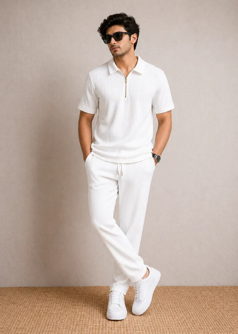 Old Money Zipper Polo and Trousers Co-Ord Set