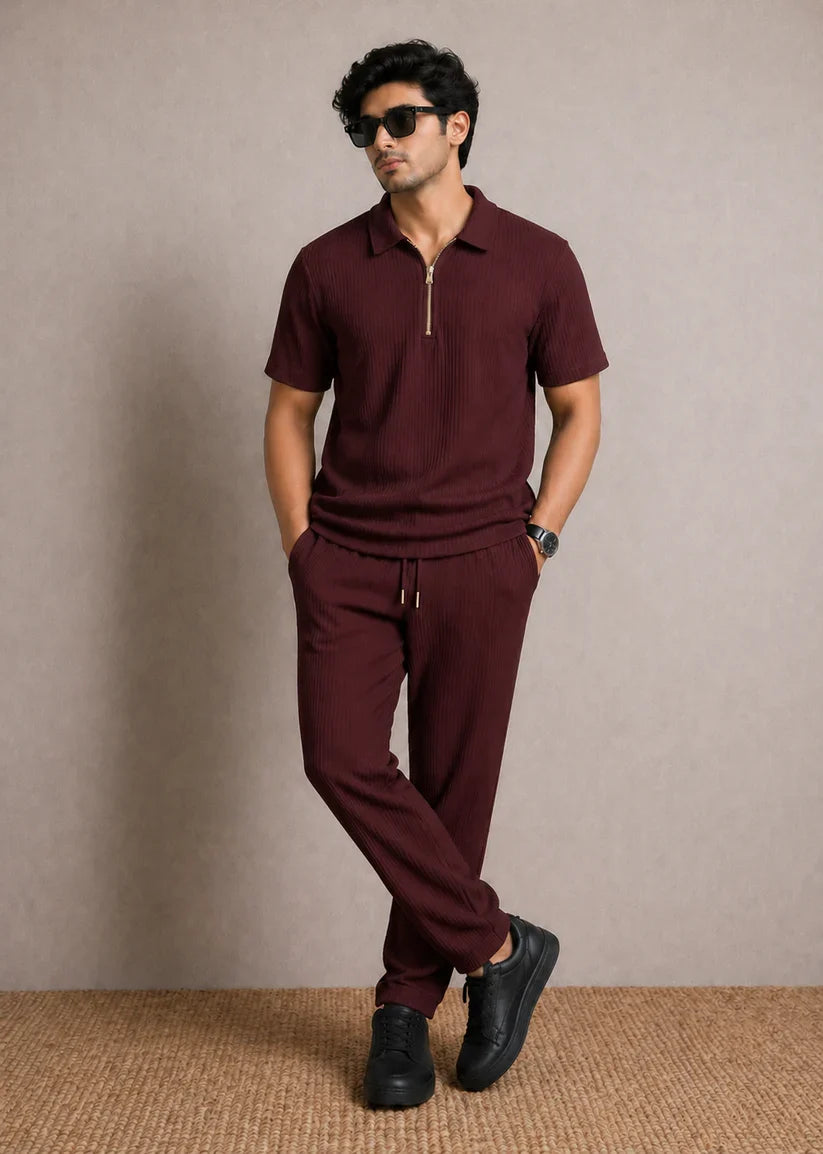 Old Money Zipper Polo and Trousers Co-Ord Set