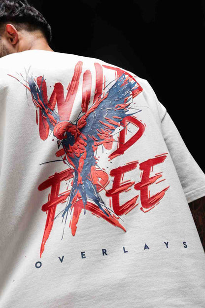 Wild Spirit white Oversized Relaxed Fit T-shirt