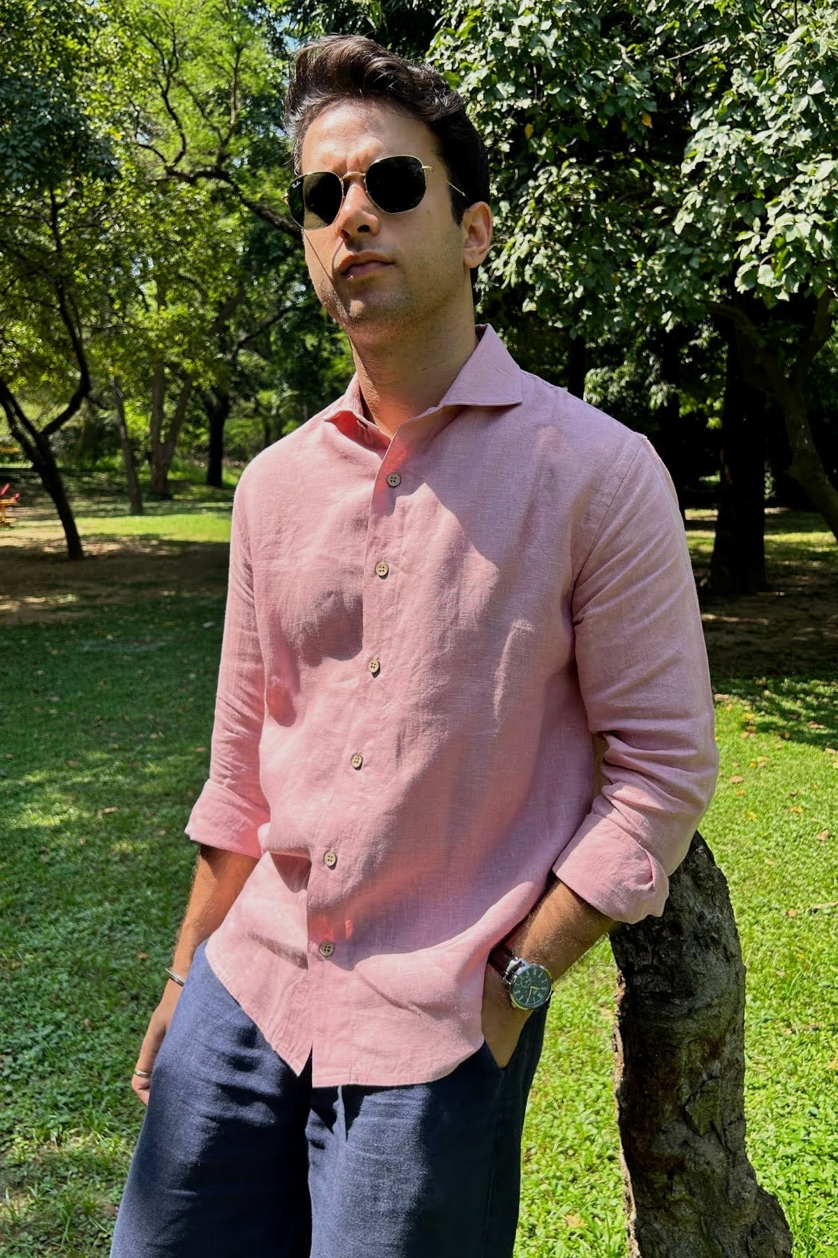 Old Money Linen Shirt (BaBy Pink)