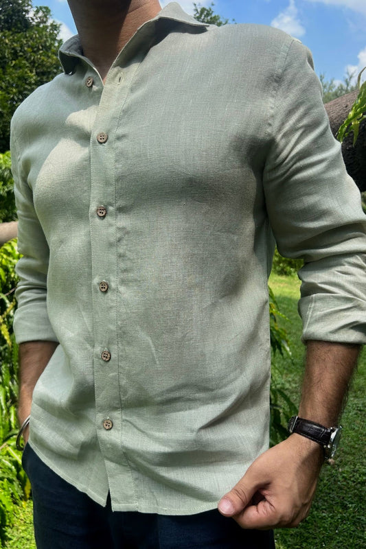 Old Money Linen Shirt (Mint Green)