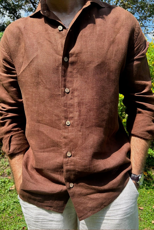 Old Money Linen Shirt (Brown)