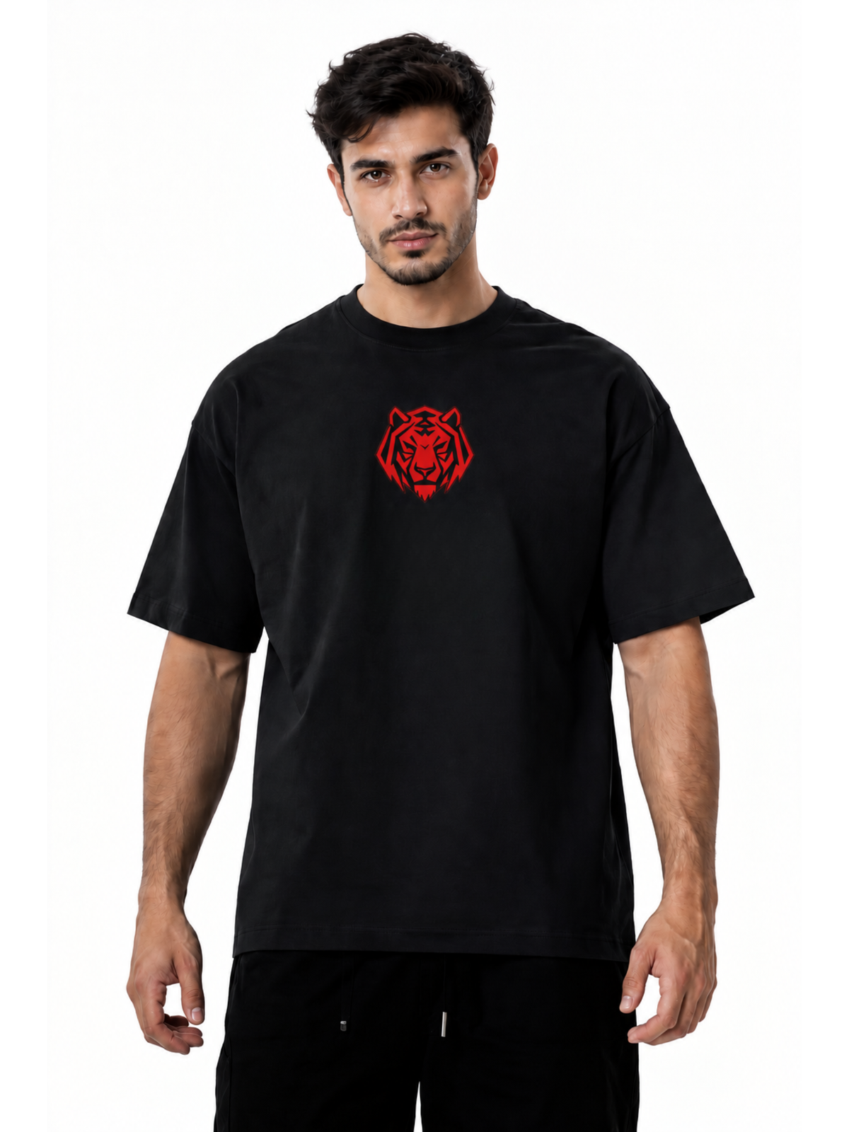 TIGER DETAIL Oversized Relaxed Fit T-shirt