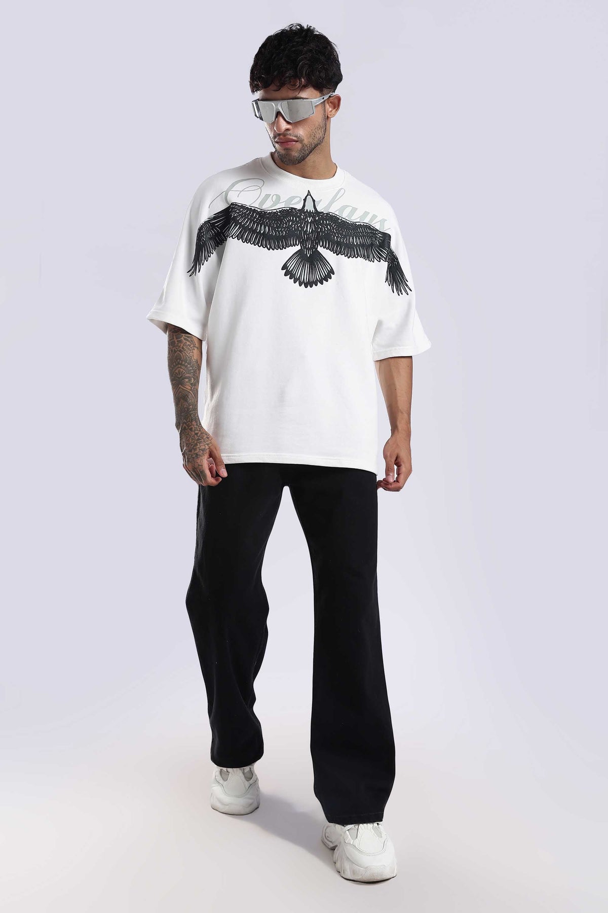 Sprit Wings Oversized Relaxed Fit T-shirt (White)