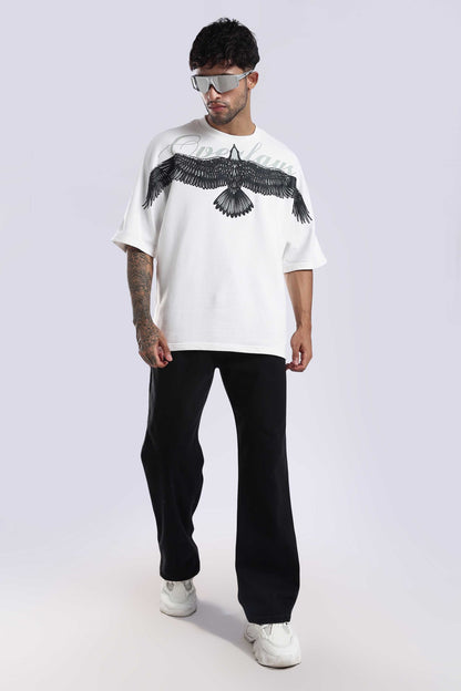 Sprit Wings Oversized Relaxed Fit T-shirt (White)