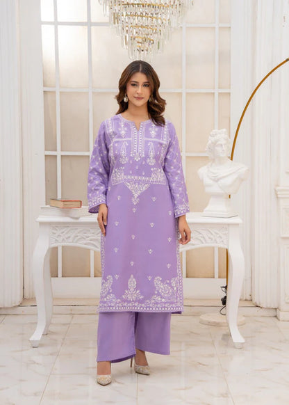 Embroidered Soft Cotton Pakitani Set in [Levender]